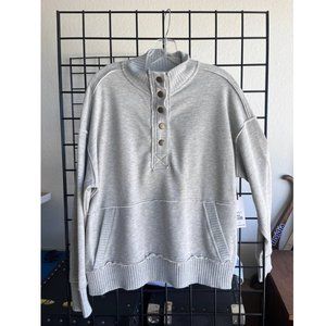 Women's Mock Neck Size Medium Color Gray Long Sleeve Pullover Sweatshirt